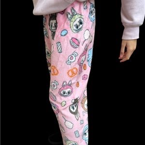 Woman’s youth kids Pink labubu design Pajama fleece Pants gift
